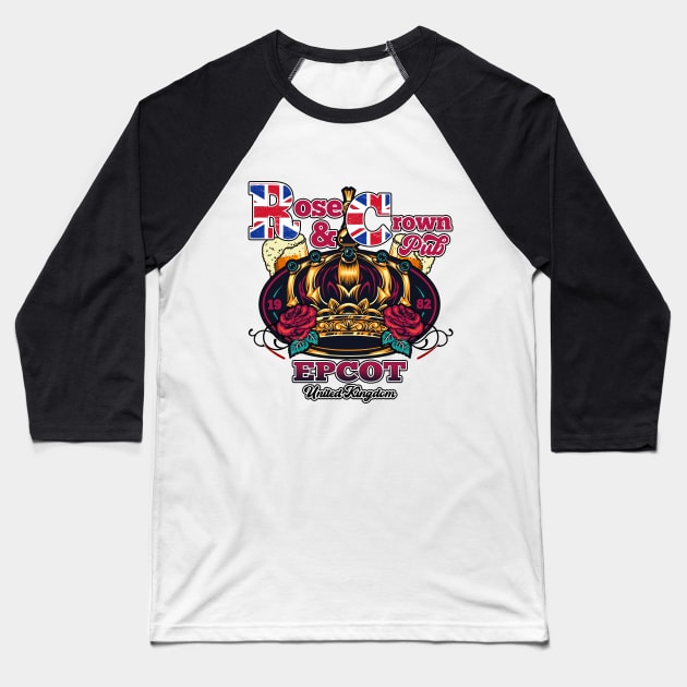 Rose and Crown Pub in UK at Epcot Pavilion Baseball T-Shirt by Joaddo